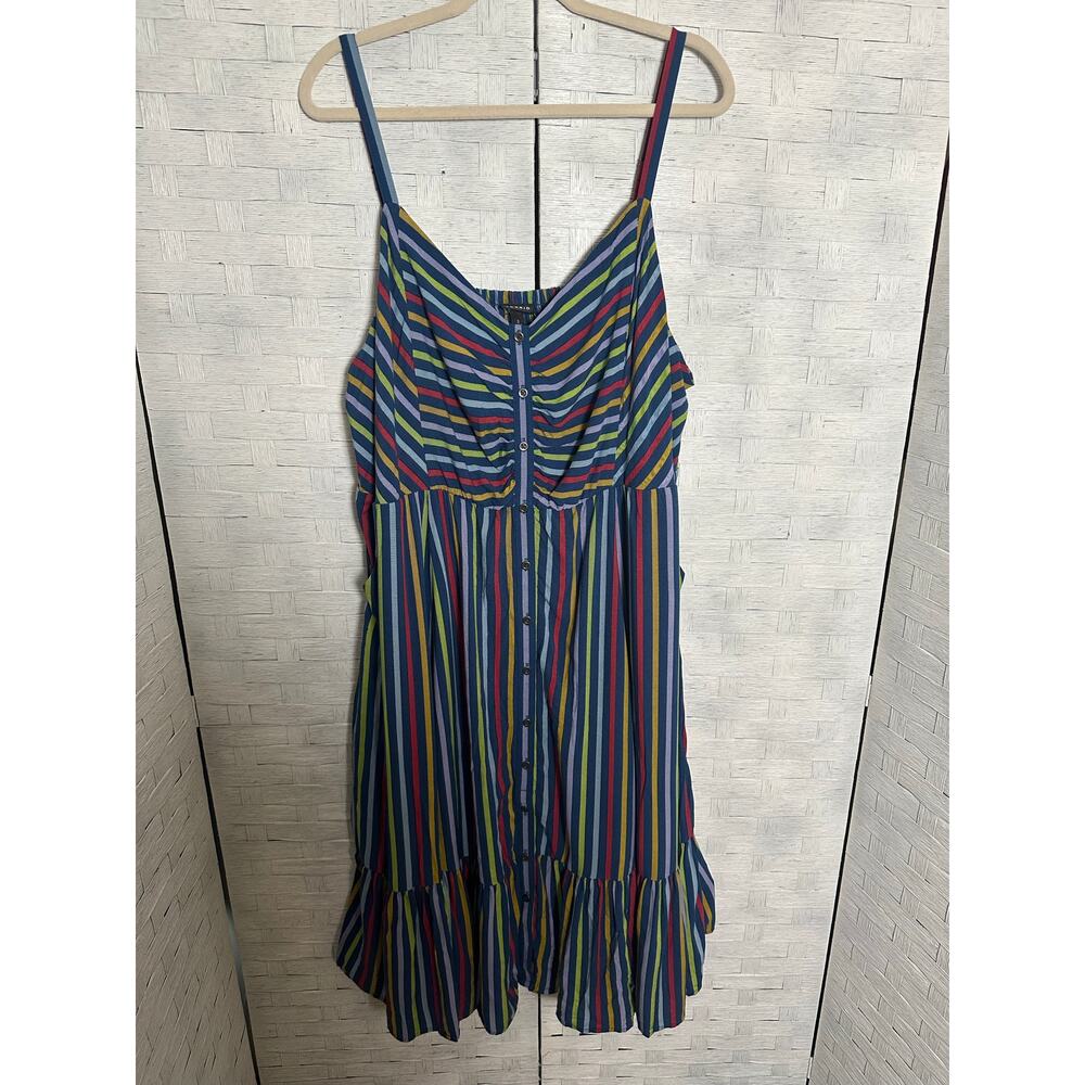Torrid Womens Dress spaghetti strap pockets striped button front plus size - Picture 3 of 14
